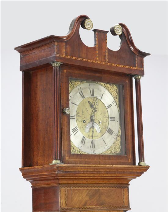 Caleb Boney of Padstow. A George III inlaid oak and mahogany eight day longcase clock, 6ft 11in.